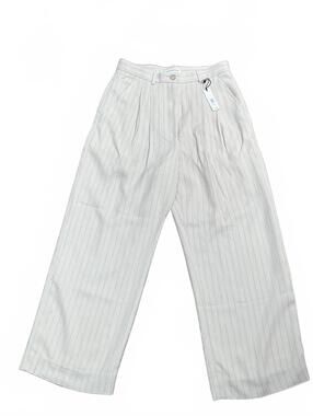 Banana Republic White Pinstripe Wide-Leg Trousers